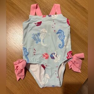 The Beaufort Bonnet Company Pink & White Girls One-Piece Swimsuit
